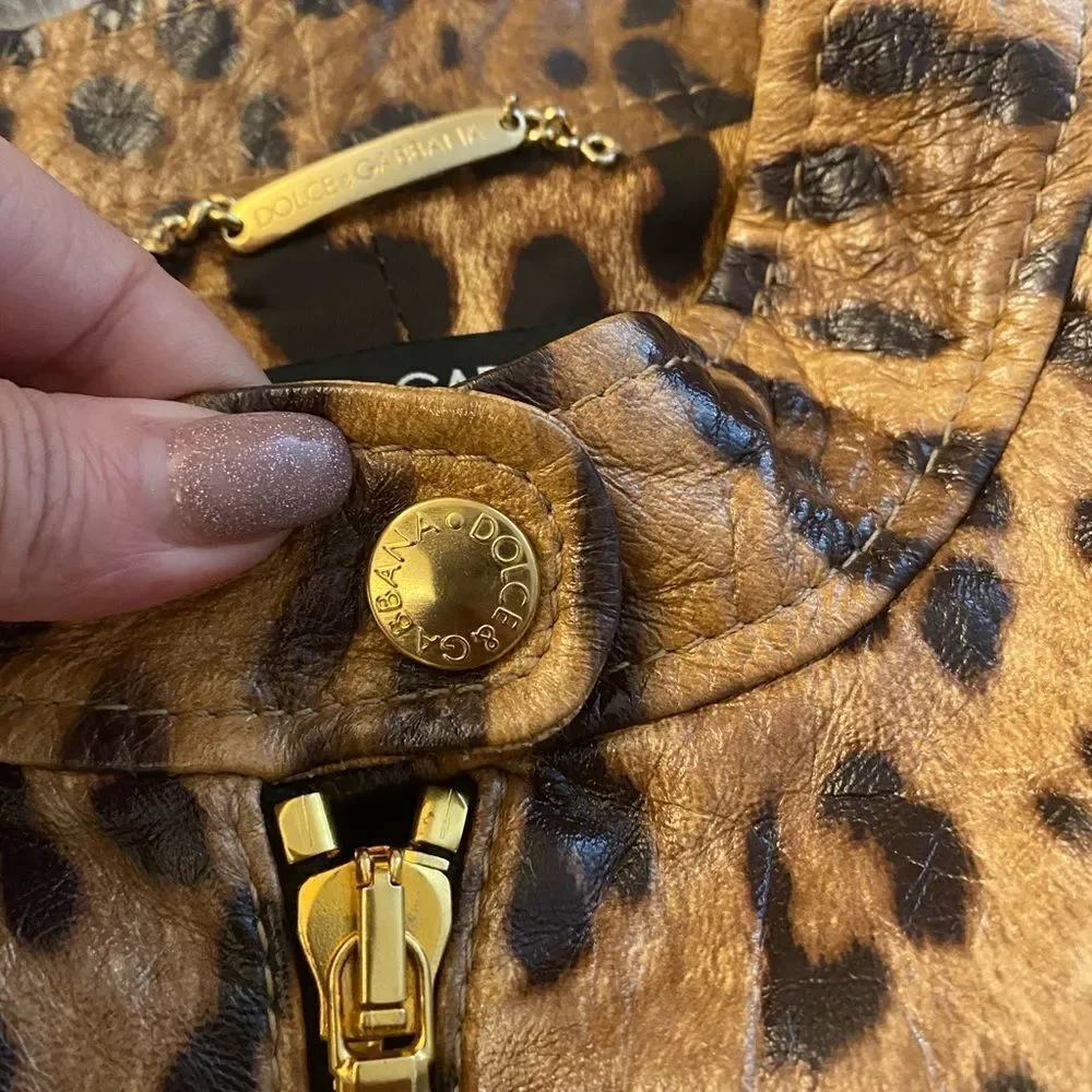Dolce & Gabbana leopard genuine leather jacket, S - Picture 4 of 16